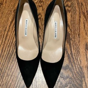 Manolo Blahnik BB 70mm Black Suede Stiletto Pump size  EU 40